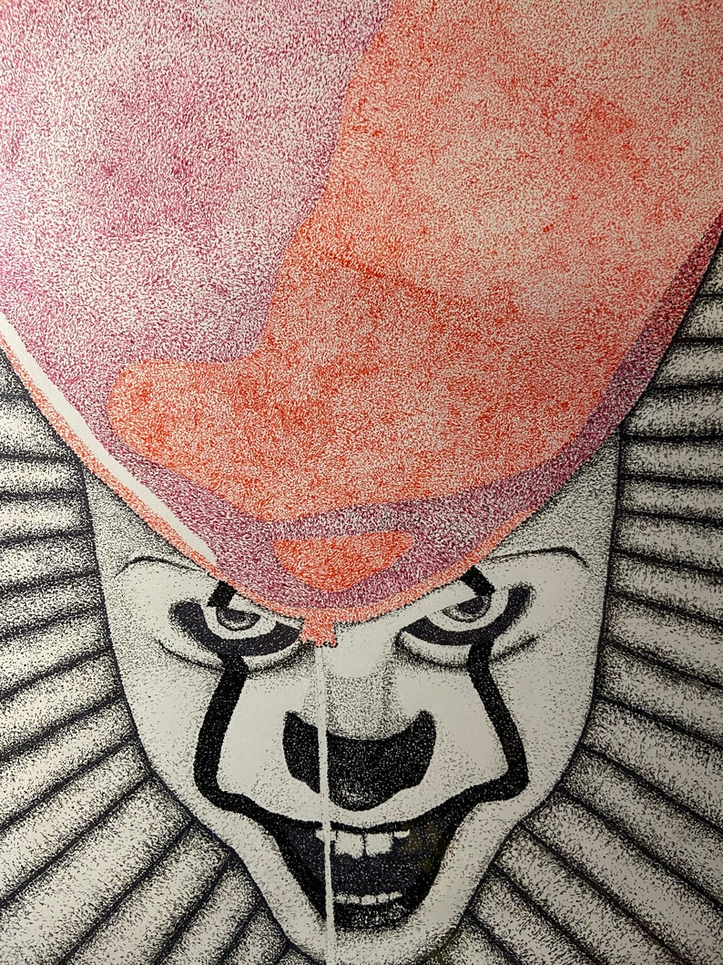Original Pennywise It Stippling Pointillism Pen and Ink Drawing on ...