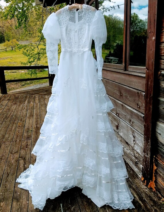 layered ruffle wedding dress
