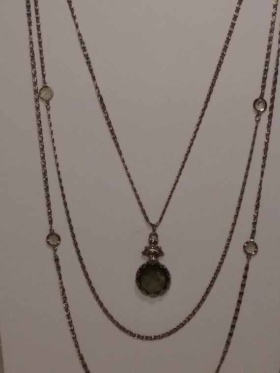 Goldette Long 3 Strand Silver Tone Intaglio Cameo Necklace - Etsy