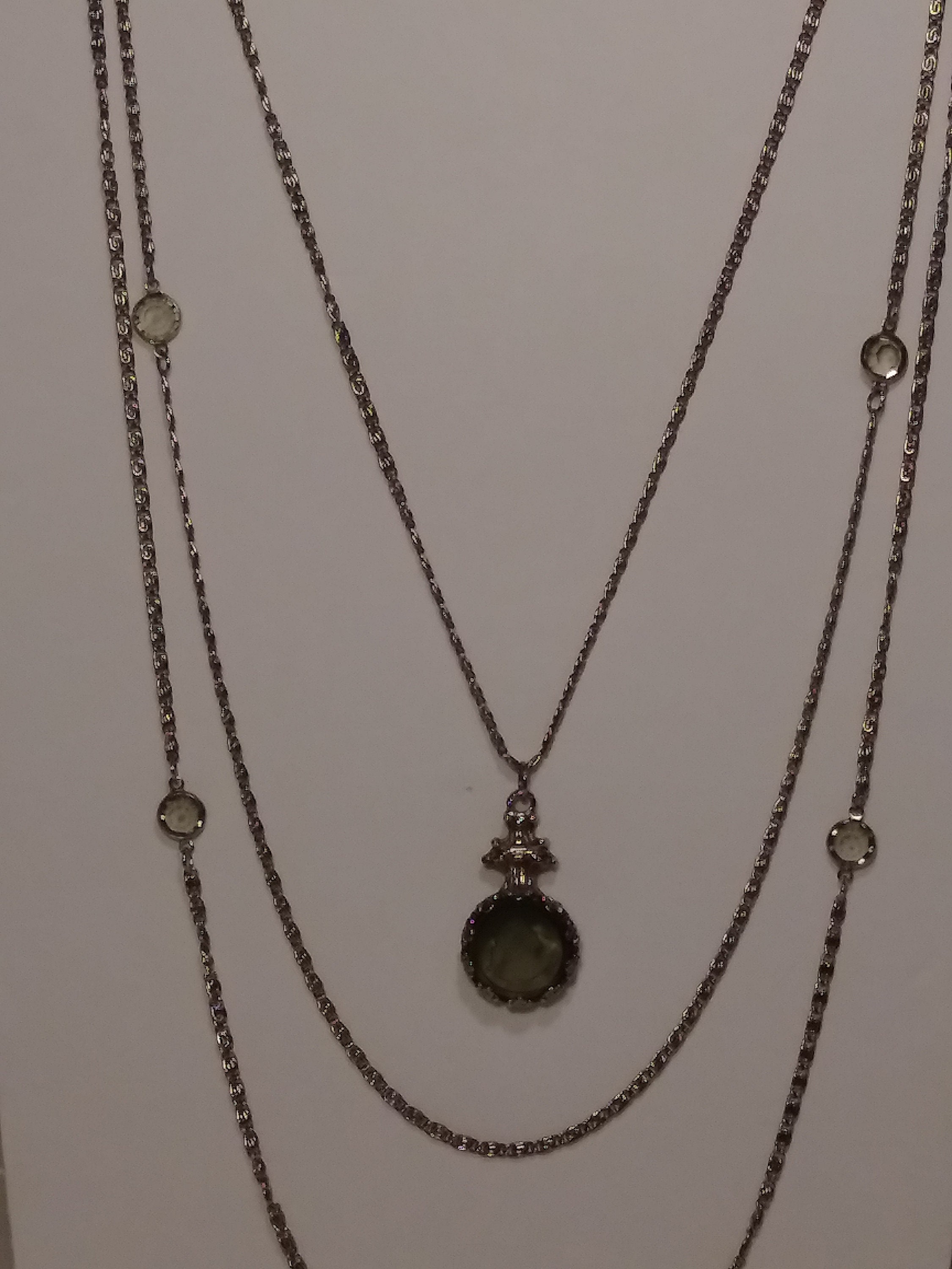 Goldette Long 3 Strand Silver Tone Intaglio Cameo Necklace - Etsy
