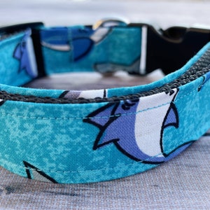 Dog Collars with sharks, with side release buckle, X-small thru X-large sizes pet accessory, photo props for pets, summertime