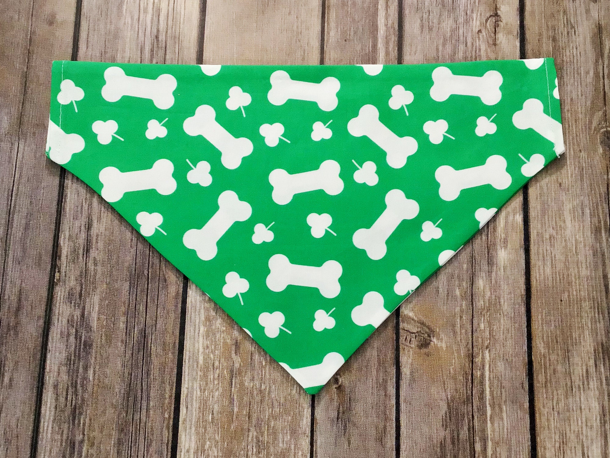 Irish Shamrocks and Bones Dog Bandana, Cat Bandanas, over the collar
