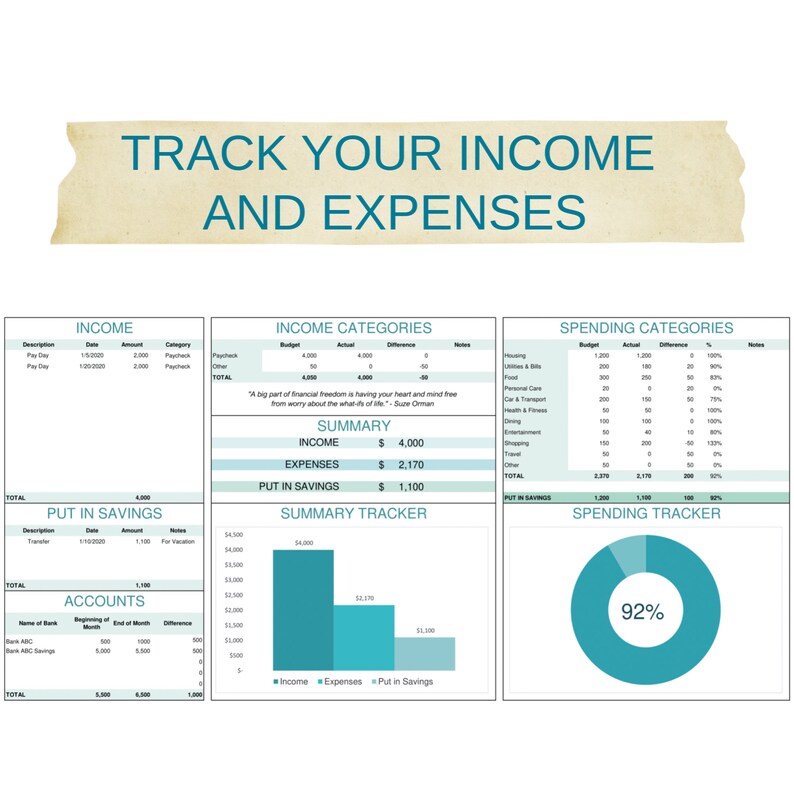 Monthly Budget Planner Book in an Excel Spreadsheet Great Financial