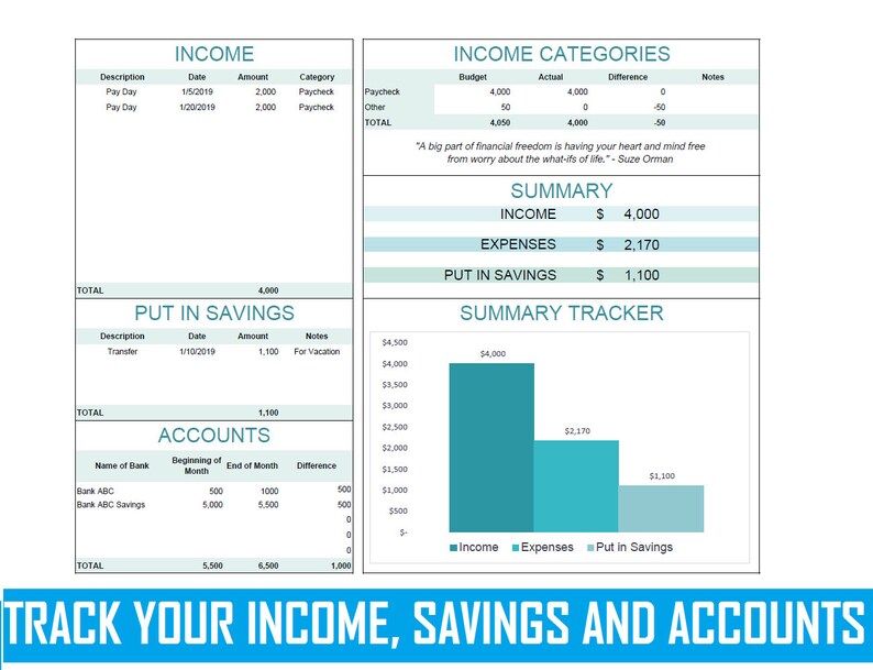 Monthly Budget Planner Book in an Excel Spreadsheet Great Financial