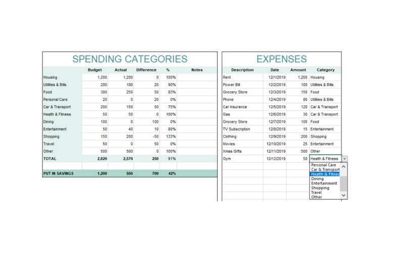 Monthly Budget Planner Book in an Excel Spreadsheet Great ...
