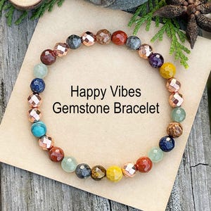Happy Beads | Lucky Bracelet | Genuine Gemstones | Multiple Assorted Crystals | Chakra Bracelet | Healing Crystal Bracelet | Good Vibes