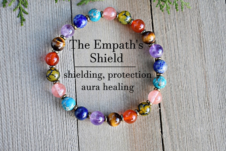 Crystal Bracelet Protection Empath Man Woman Stretchy Etsy