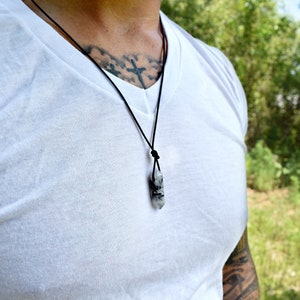 Men's Crystal Necklace Rutilated Quartz 