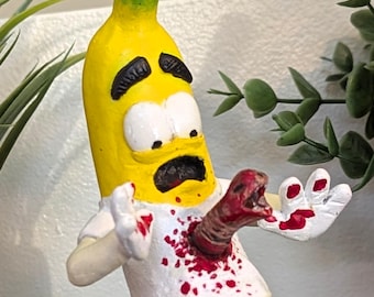 Handmade Alien Banana Figurine: Horror Movie Inspired Art