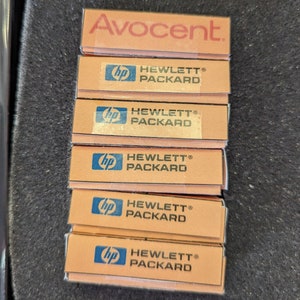 5 tiny HP servers and an Avocent KVM switch with monitor.