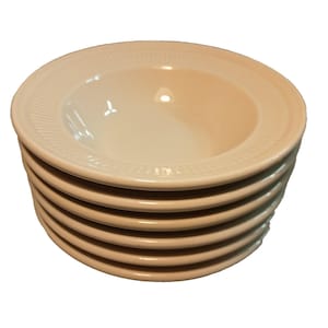 Syracuse China Restaurant Ware 32-D 6 Small Bowls Ribbed Rim Rope Trim Beige USA