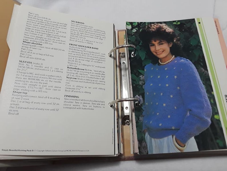 Simply Beautiful Knitting Vintage Pattern Collection Binder 1986