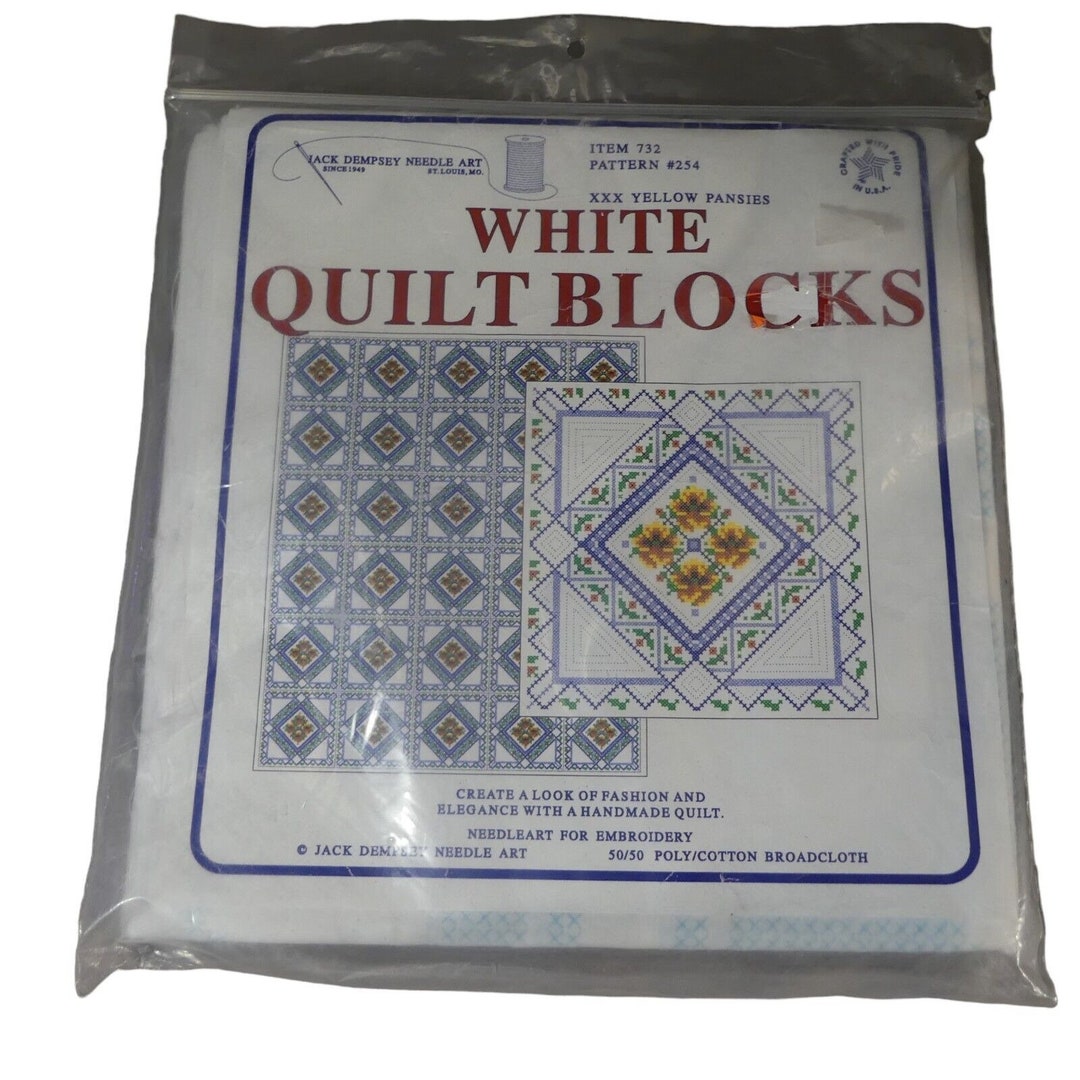Jack Dempsey Quilt Block - 'Watering Can' Design, 18" X 18", Pre-Stamped, White - View #6