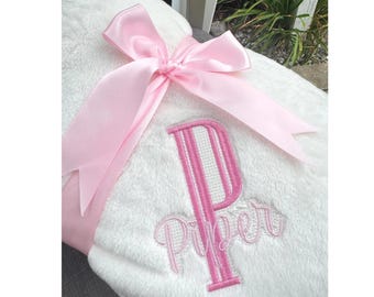 Personalized Embroidered Blanket, Custom Name Throw, Baby Gift, Christmas Keepsake, Monogram Blanket for Kids & Adults