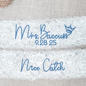 Something blue Wedding Garters, Bride Garters for Wedding day ,Custom Mrs Monogrammed Garters,Bride Garter.Personalized color Bridal garters