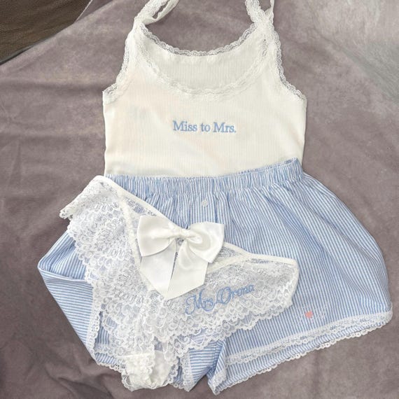 Custom Bride Tank Top, Miss to Mrs. Embroidered Tank, Bridal Lace Cami, Future Mrs. Top, Personalized Bride Gift, Engagement Gift