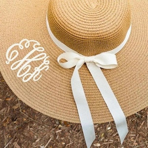 Personalized Monogram Floppy Hat, Custom Embroidered Straw Sun Hat with Bow, Beach Hat for Women, Bridal,Bridesmaid Gift,Summer Vacation Hat