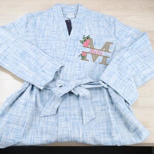 Monogrammed Cotton Kimono resort robe for swimming pool party, boho favor. gift for her ,mom. best friend wedding gift ideas.