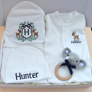 Keepsake Embroidered Newborn Coming Home Gift Set-Personalized Baby Gift Set – Custom Hat & Blanket, Name Gift for Baby Boy