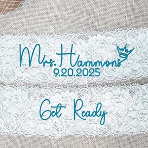 Custom Color Wedding Garters,Bride Garters for Wedding day ,Custom Mrs Monogrammed Garters,Bride Garter.Personalized Bridal Lace