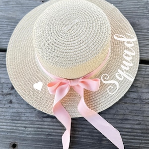 Custom Straw Beachcomber Hat with bow. Ribbon beach hat for Resort hat for summer. Customized summer sun hats. bachelor party trip staw hats