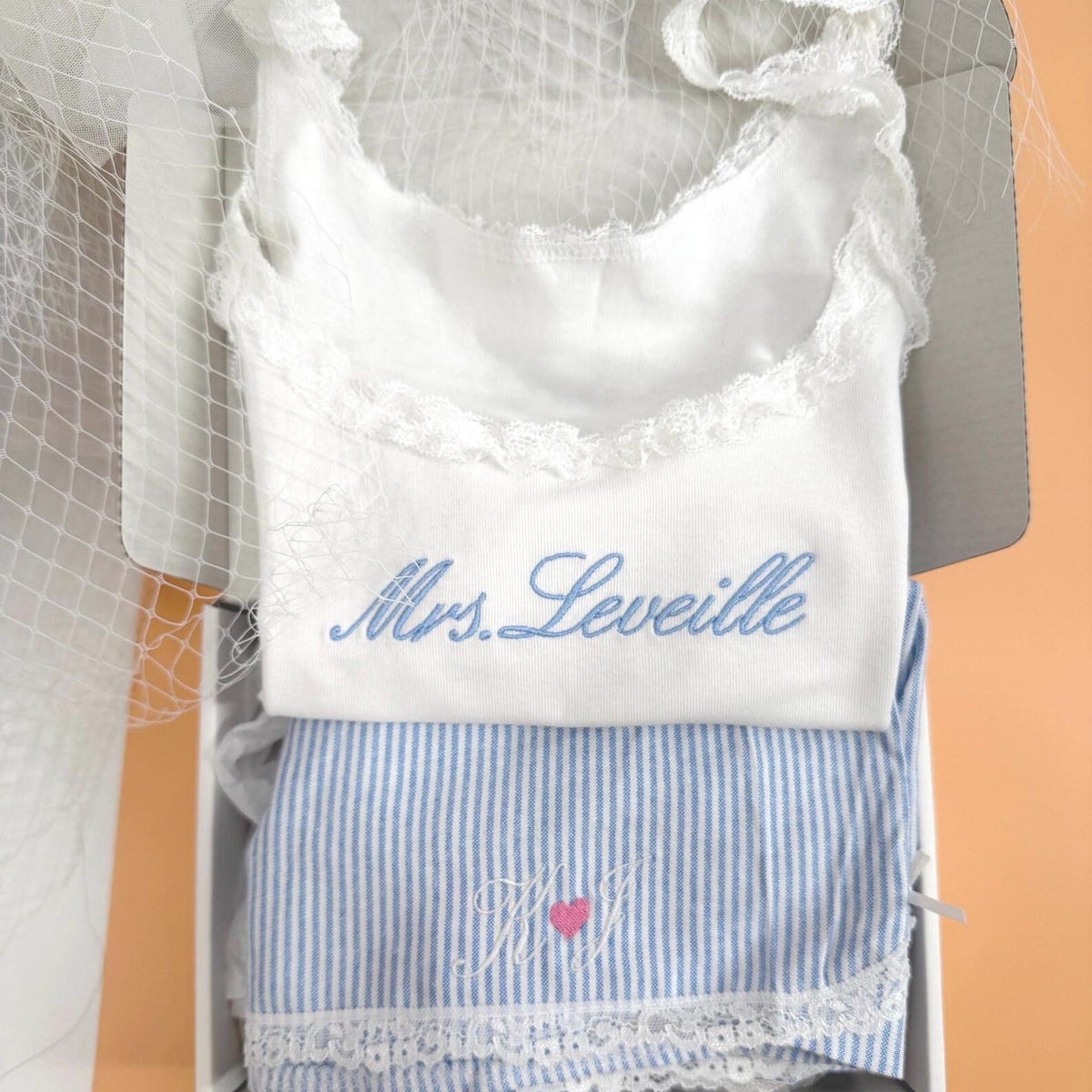 Mrs Pajama Set, Bride Pjs With Name, Custom Bridal Tank & Shorts, Something Blue Bride Gift, Wedding Morning Outfit, Honeymoon Sleepwear - Etsy