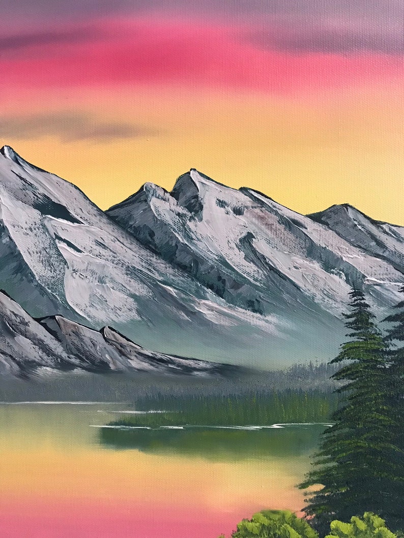 Gray Mountain Bob Ross Style Oil Painting Original | Etsy