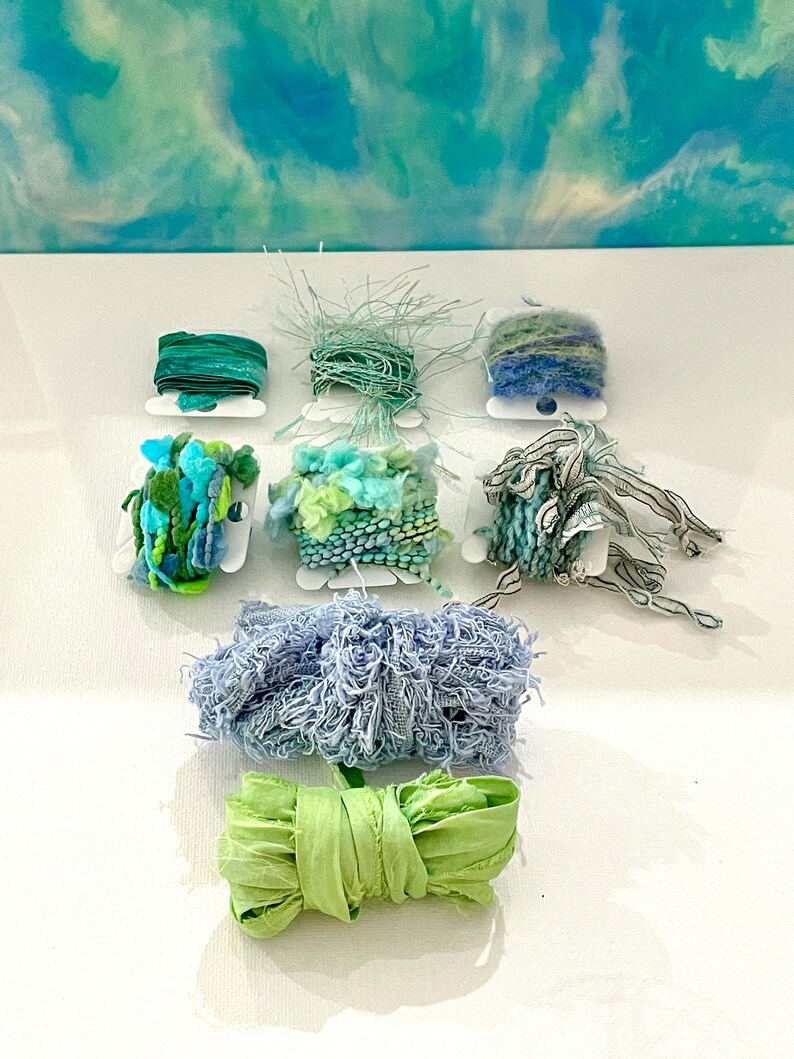 Mermaid Fantasy, 8x2yd, 16yd, Fiber Art Yarn Bundle, Specialty Ribbon, Art Yarn, Adornment Fiber