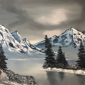 An Arctic Winter Day, Landscape, Bob Ross Style, Oil Painting, Mountains, 18x24, Original Painting, Hand Painted