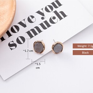 Minimalist Resin Gem Stone Silver Ear Stud Acrylic, Fashion, Resin, Tortoise, Pink, Black, Grey, Studs, Tortoise, Irregular Geometry image 6