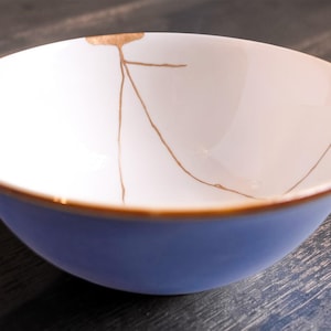 Kobaltblaue Kanitsugi Schüssel | Handwerker Blattgold Kintsugi Art | Polymer restaurierte Keramik in Museumsqualität | Wabi Sabi Dekor | JennySaisQuoiArt