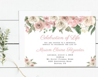 Celebration of Life Invitation Template Black Funeral - Etsy