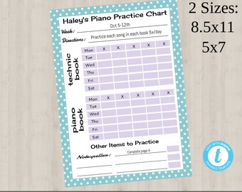 Piano Lesson Practice Chart