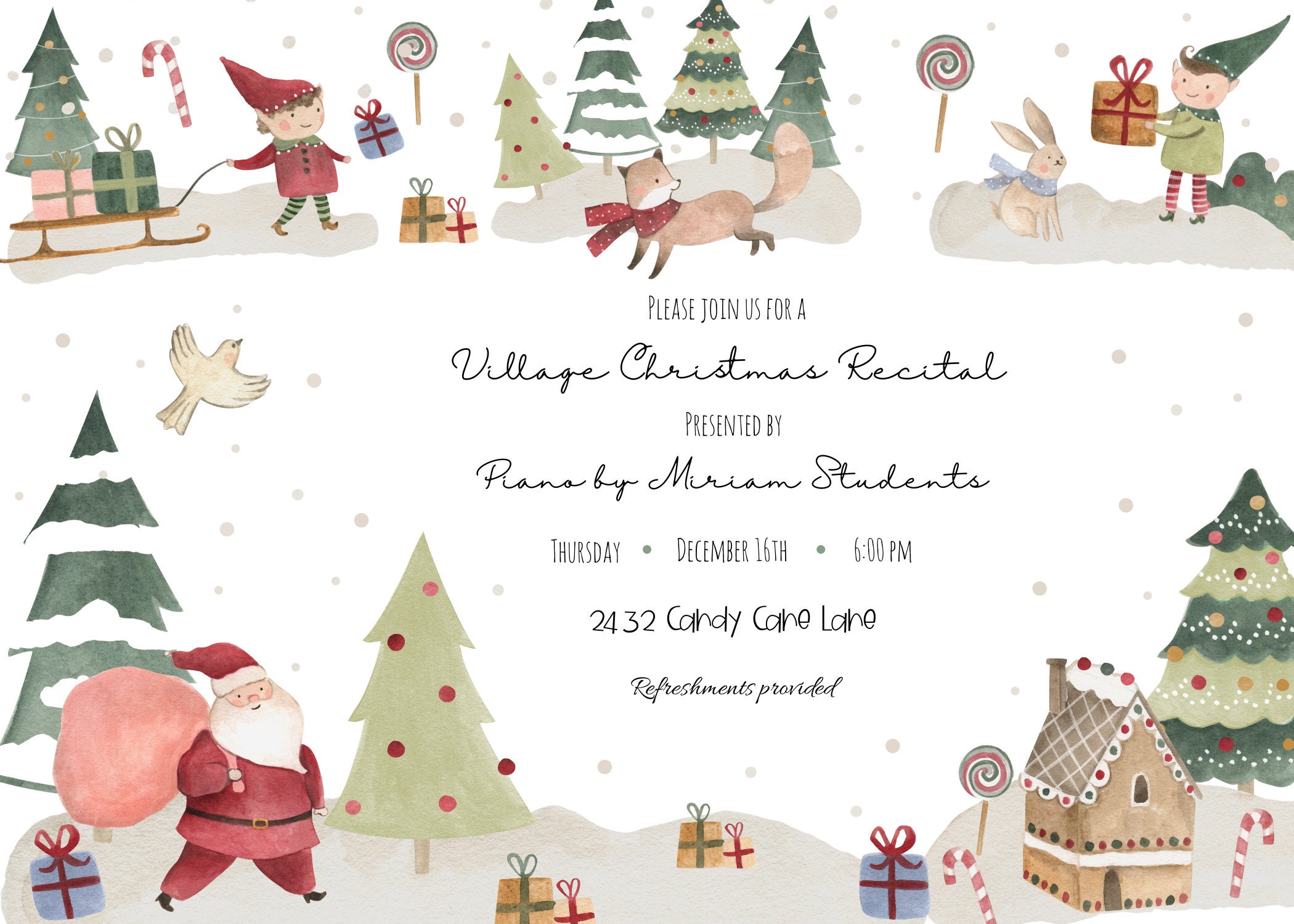 EDITABLE Village Christmas Recital Template Bundle Holiday Music