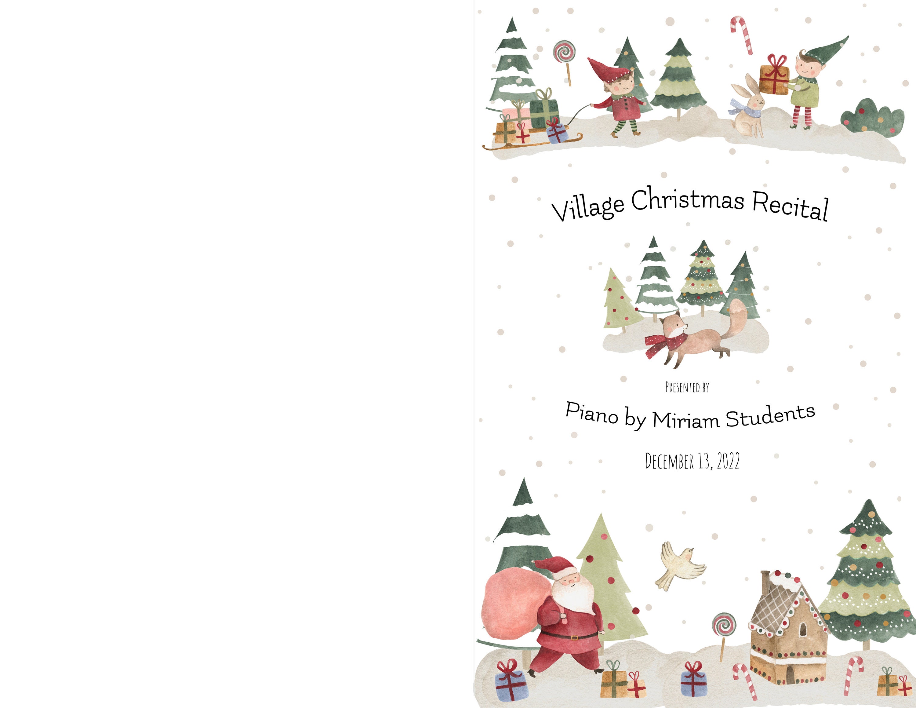 EDITABLE Village Christmas Recital Template Bundle Holiday Music