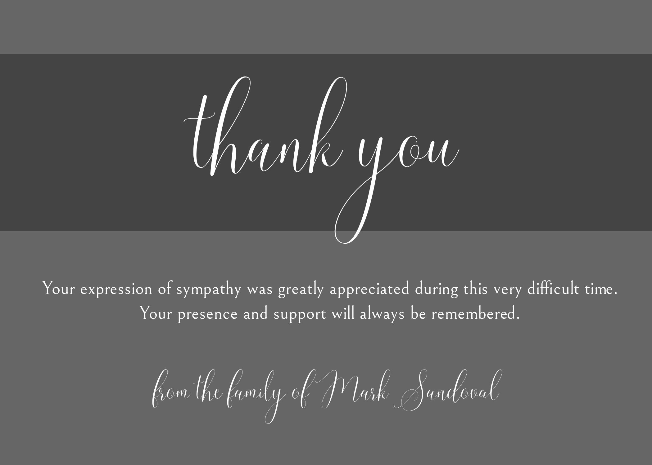Editable Charcoal Funeral Thank You Card Gratitude Etsy