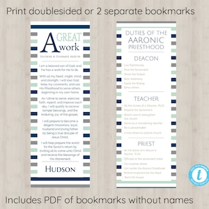 2 EDITABLE Young Men 2021 Theme A Great Work Bookmark Templates; Priesthood LDS D&C 64:33-34; Edit Online + Print Doublesided or separately