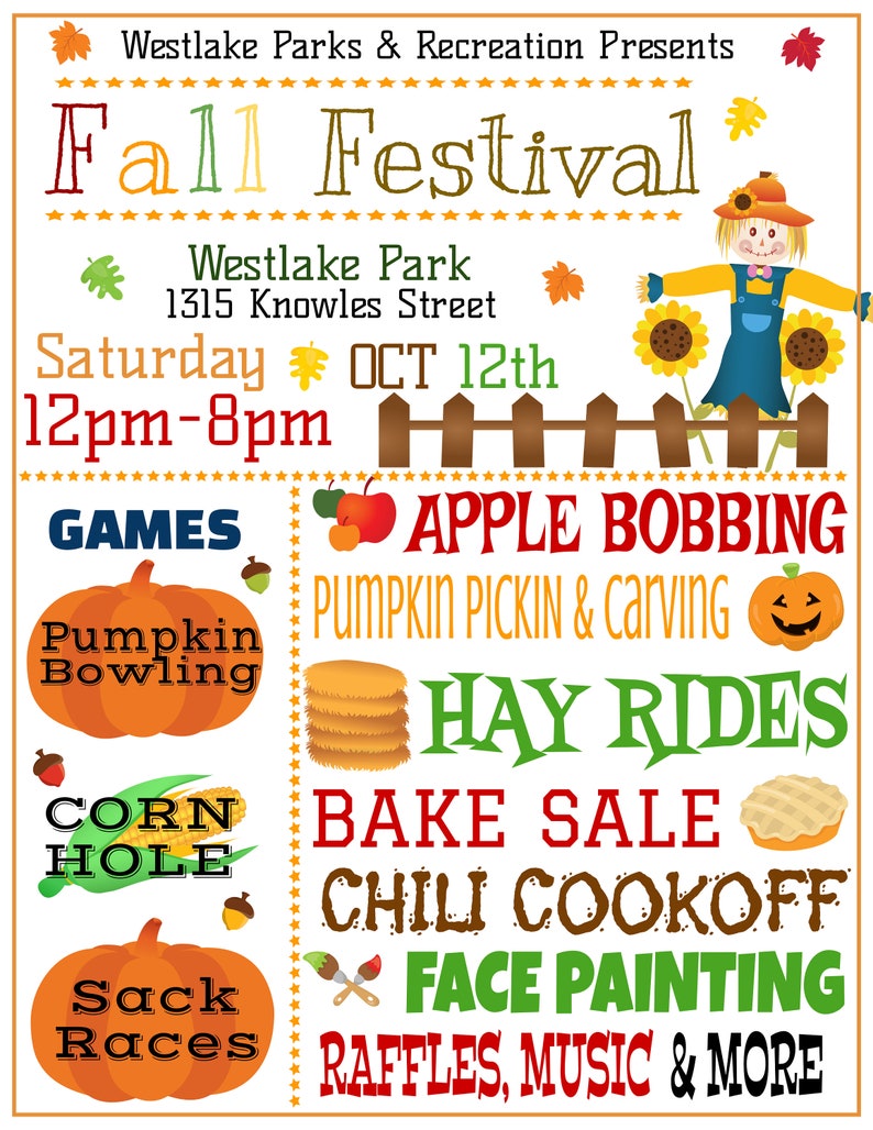 Fall Bazaar Template.pdf Editable Fall Festival Flyer Template; 2 Sizes Fall Harvest Poster ...