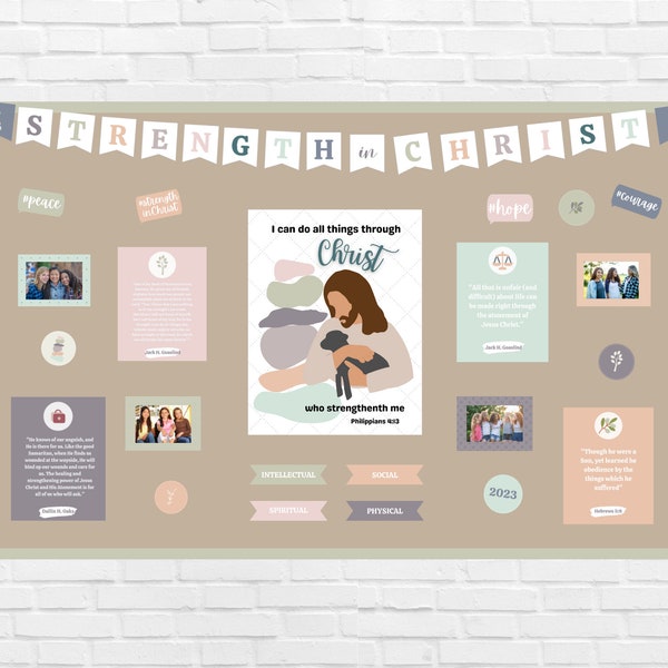 2023 LDS Young Women Bulletin Board Kit; LDS Young Women Theme Youth Theme Printable I Can Do All Things Through Christ; Phillipians 4: 13