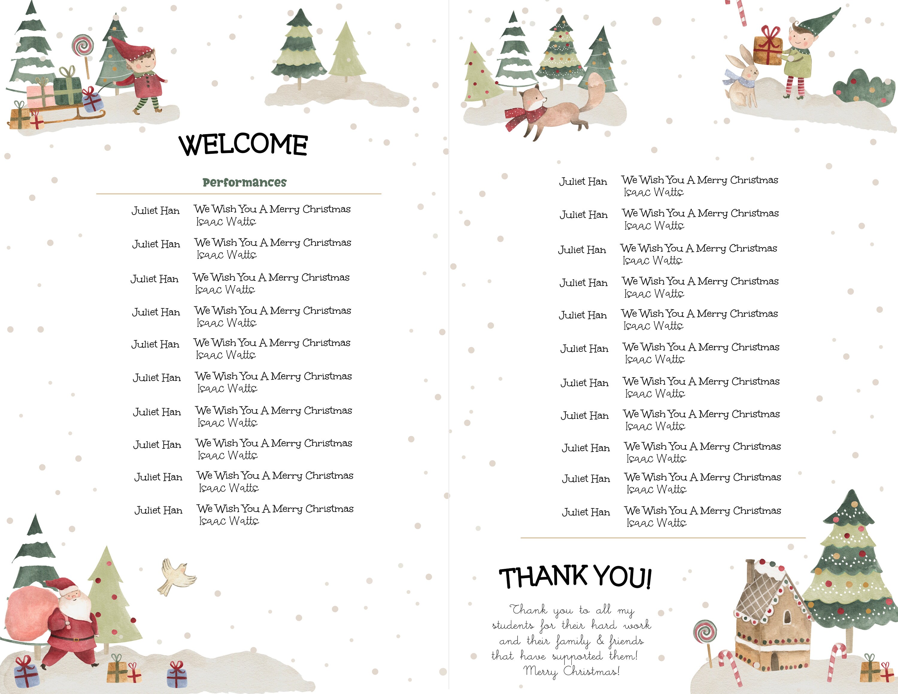 EDITABLE Village Christmas Recital Template Bundle Holiday Music