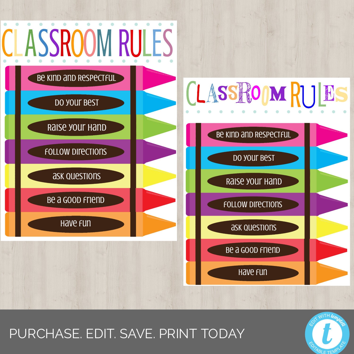 2 EDITABLE Classroom Rules Templates Class Decor Poster Back to School 2 EDITABLE Classroom Rules Templates Class Decor Poster Back to School