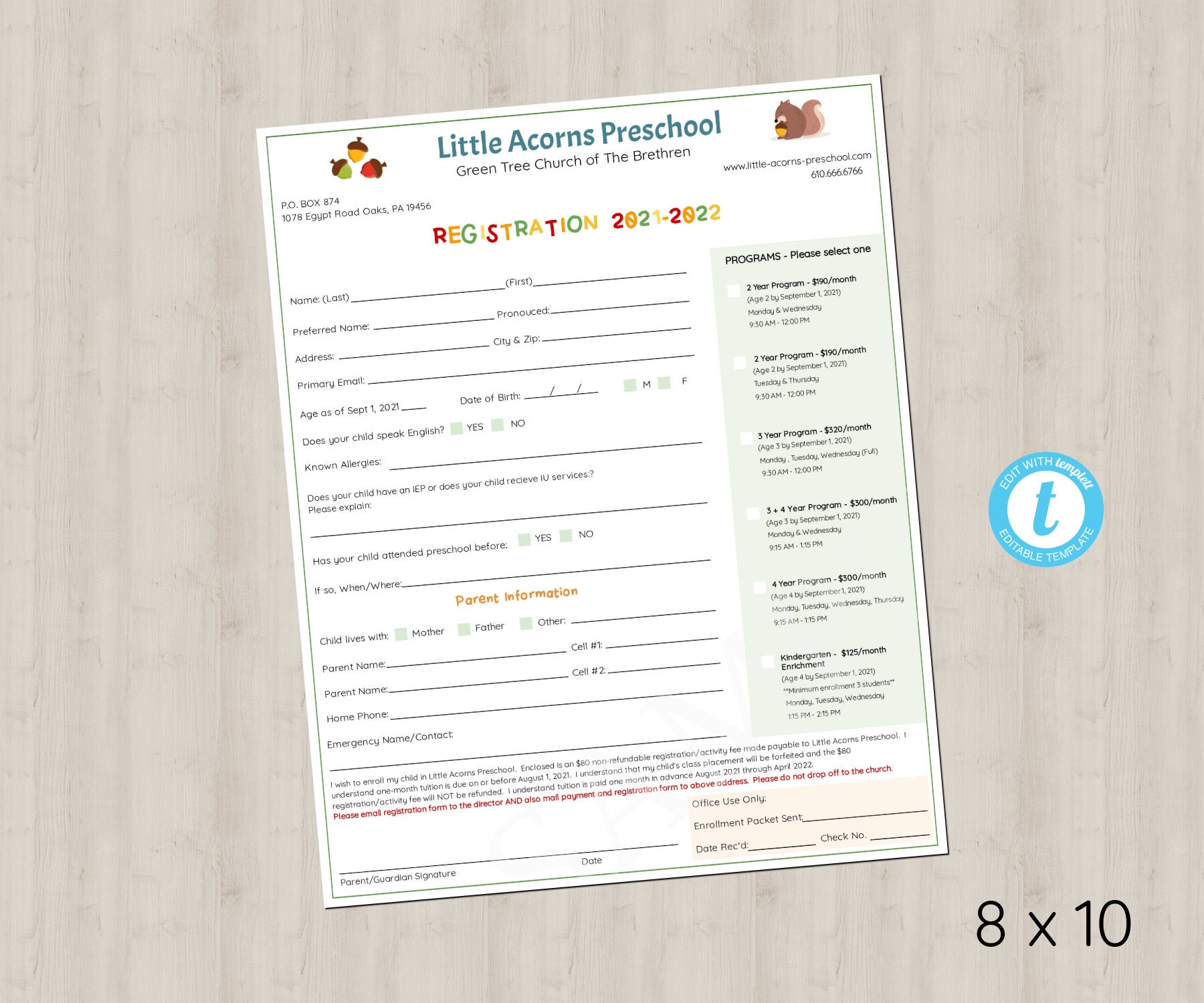 editable-preschool-enrollment-form-template-registration-daycare