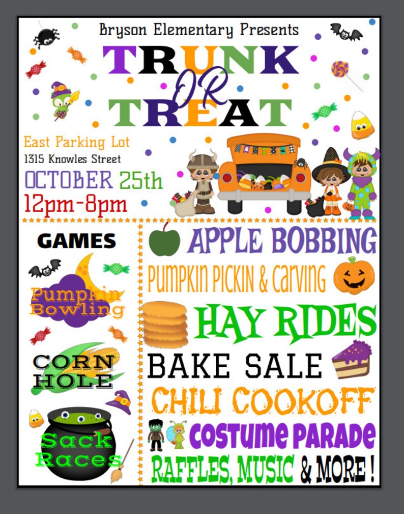 EDITABLE Halloween Trunk or Treat Flyer Template PTO/PTA School Fall ...