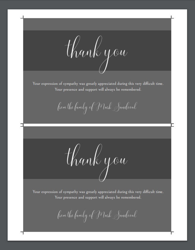 Paper Editable Charcoal Funeral Thank You Card Gratitude Appreciation Paper Editable Charcoal Funeral Thank You Card Gratitude Appreciation