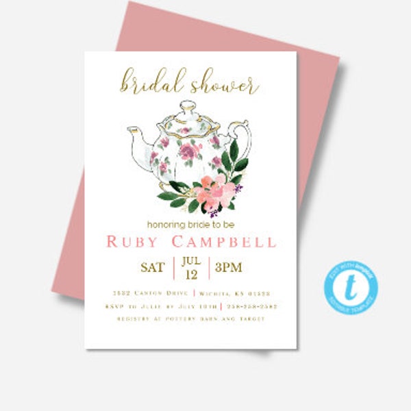 Teapot Invitations Etsy