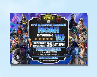 Fortnite Birthday Etsy - fortnite invitation personalized invitation 5x7 or 4x6 digital invitation invitation birthday invitation