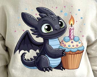 Cute dragon birthday png, dragon with cupcake png, dragon birthday png, happy birthday dragon png, dragon birthday digital download png