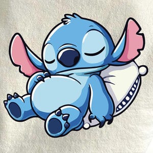 Cute Stitch PNG, Clipart Images, Cute sleeping stitch digital design PNG file for sublimation, High Resolution, Instant Digital PNG Download