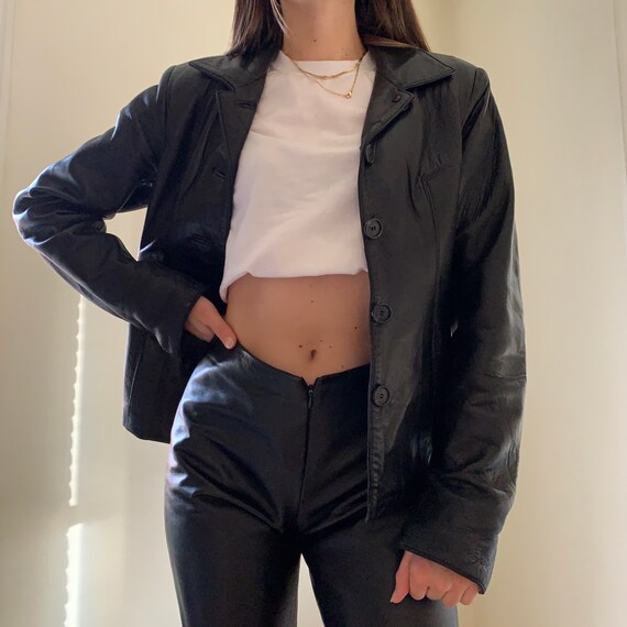Vintage 1990s Genuine Leather Blazer