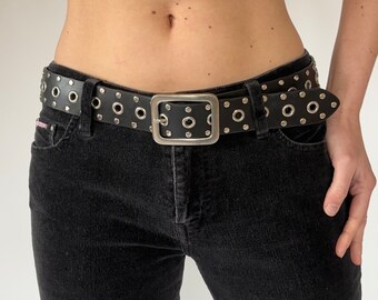 Leather Studded Grommet Belt (XS-XL)